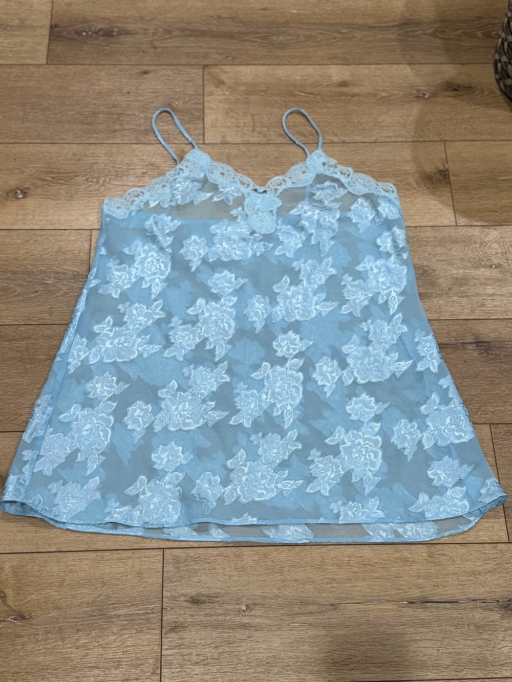 Vintage Y2K BlueSheer Floral Slip Dress Fairy Grunge Romantic Goth Coquette Mini